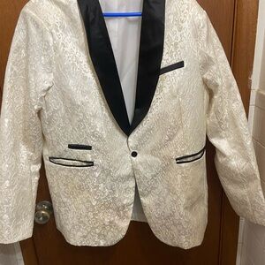 Elegant White and Black Men's Blazer